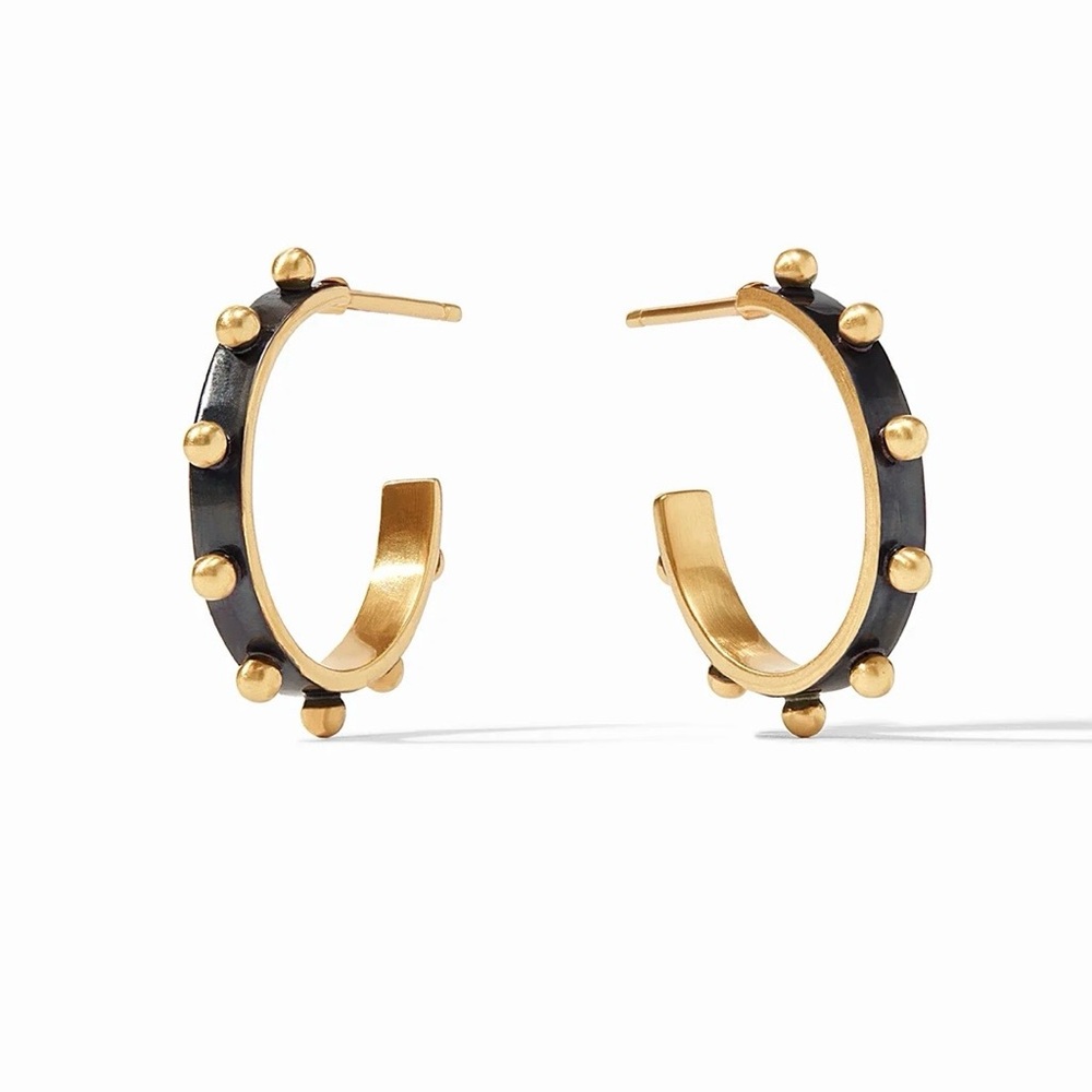 Julie Vos Gold and Black Studded Hoop Earrings